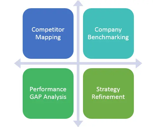 Mapeo de Competidores, Benchmarking de Empresas, Análisis de Brechas de Desempeño, Refinamiento de Estrategia